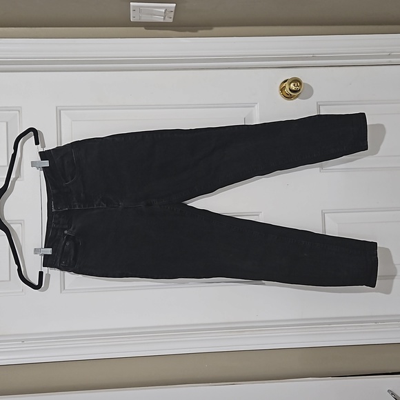 Frank and Oak The Stevie Tapered Fit High Rise Jean in Washed Black - Picture 2 of 10